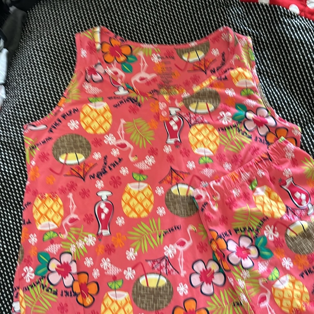 Two piece white stag shorts Jammie set “Tiki Fun”